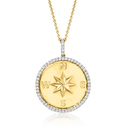 diamond compass pendant necklace in 18kt gold over sterling