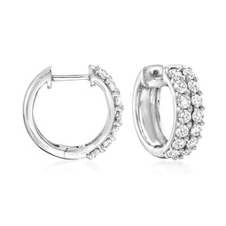 diamond huggie hoop earrings in sterling silver