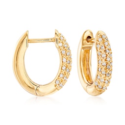 pave diamond hoop earrings in 18kt gold over sterling