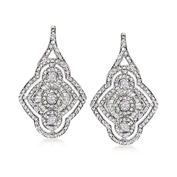 diamond openwork drop earrings in sterling silver