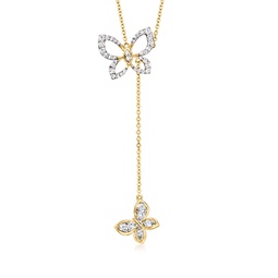 diamond butterfly y-necklace in 14kt yellow gold
