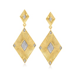 diamond geometric drop earrings in 18kt gold over sterling
