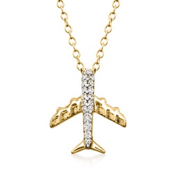 diamond airplane necklace in 18kt gold over sterling