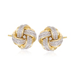 diamond love knot stud earrings in 14kt yellow gold