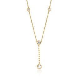 bezel-set diamond station y-necklace in 14kt yellow gold