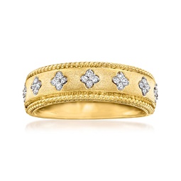 diamond clover ring in 18kt gold over sterling