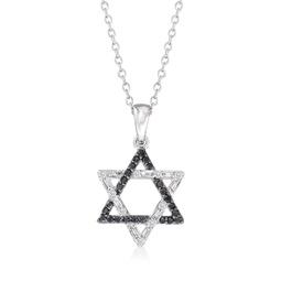 black and white diamond star of david pendant necklace in 14kt white gold