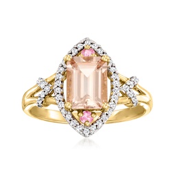 morganite and . diamond ring with pink sapphire accents in 14kt yellow gold