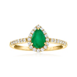 emerald and . diamond ring in 18kt gold