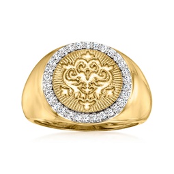 diamond signet ring in 18kt gold over sterling