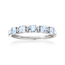aquamarine ring with diamond accents in 14kt white gold