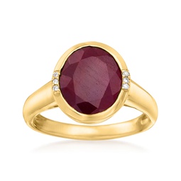 ruby ring with diamond accents in 14kt yellow gold
