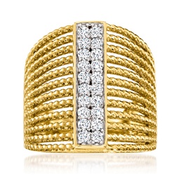 diamond multi-row ring in 18kt gold over sterling
