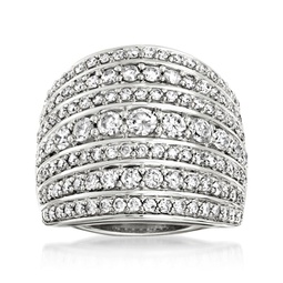 diamond multi-row ring in sterling silver