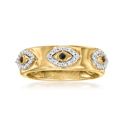 white and black diamond evil eye ring in 18kt gold over sterling
