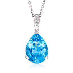 swiss blue topaz pendant necklace with diamond accents in sterling silver