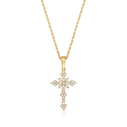 diamond cross pendant necklace in 18kt gold over sterling
