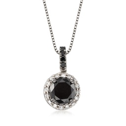 black and white diamond pendant necklace in sterling silver