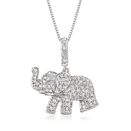 pave diamond baby elephant pendant necklace in sterling silver