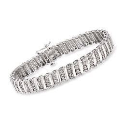 diamond and spacer bar bracelet in sterling silver