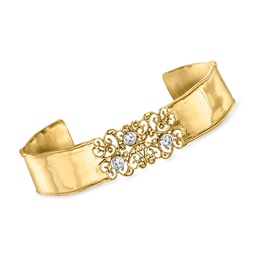 diamond filigree cuff bracelet in 18kt gold over sterling