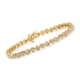 diamond heart tennis bracelet in 18kt gold over sterling