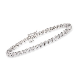 diamond cluster tennis bracelet in sterling silver