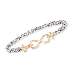 diamond infinity byzantine bracelet in sterling silver and 18kt gold over sterling