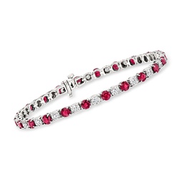 ruby and diamond tennis bracelet in sterling silver
