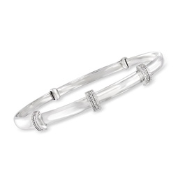 diamond-accented bangle bracelet in sterling silver