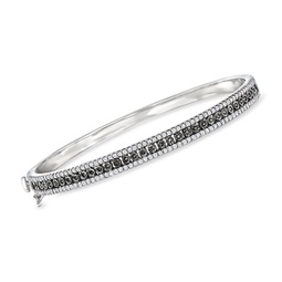 white and black diamond bangle bracelet in sterling silver