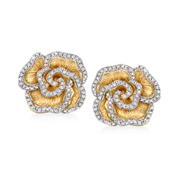 diamond flower earrings in 18kt gold over sterling