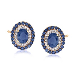 sapphire and . diamond earrings in 14kt yellow gold