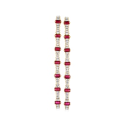 ruby and . diamond linear drop earrings in 14kt yellow gold
