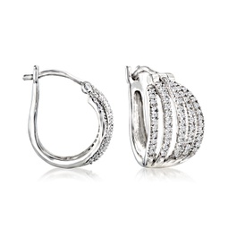 diamond multi-row hoop earrings in sterling silver