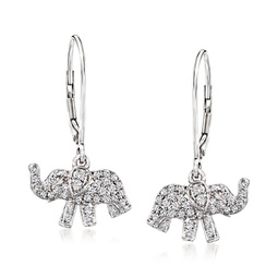diamond elephant drop earrings in sterling silver