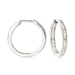 channel-set diamond inside-outside hoop earrings in sterling silver
