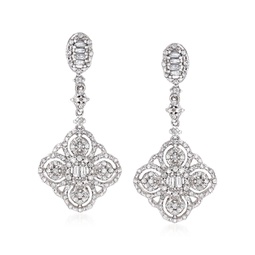 diamond floral drop earrings in sterling silver
