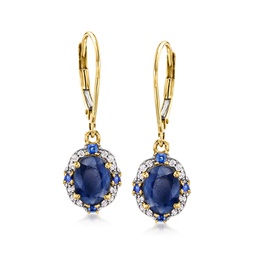 sapphire and . diamond drop earrings in 14kt yellow gold