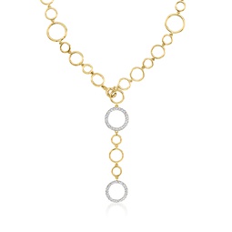 diamond circle-link lariat necklace in 18kt gold over sterling