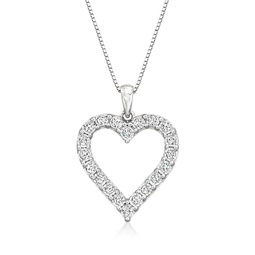 diamond open-space heart pendant necklace in sterling silver