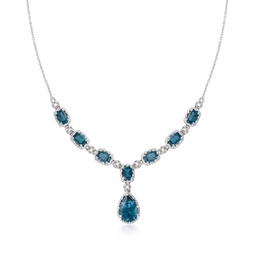 london blue topaz and . diamond necklace in sterling silver