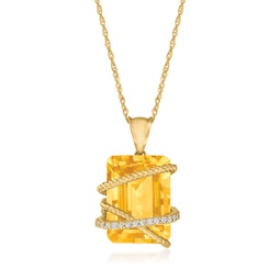 citrine and . diamond pendant necklace in 14kt yellow gold