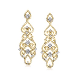 diamond filigree drop earrings in 18kt gold over sterling