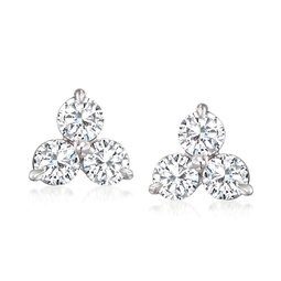 diamond 3-stone earrings in 14kt white gold