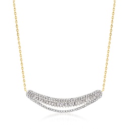 diamond curved bar necklace in 14kt yellow gold
