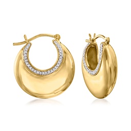diamond disc hoop earrings in 18kt gold over sterling