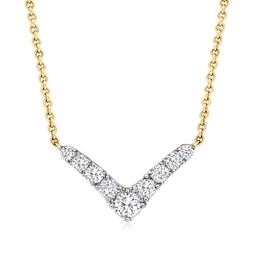 diamond chevron necklace in 14kt yellow gold
