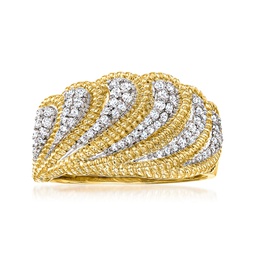diamond scalloped ring in 14kt yellow gold