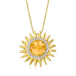 citrine and . diamond sun pendant necklace in 18kt gold over sterling